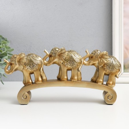 Polystone souvenir "Three gold elephants on the arc - Circus Popon" 15.5x5x28 cm
