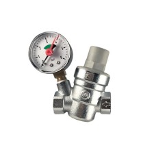 Редуктор давления STI, 1/2", с манометром, на выходе 1-6 бар, 1.9 м3/час, латунь