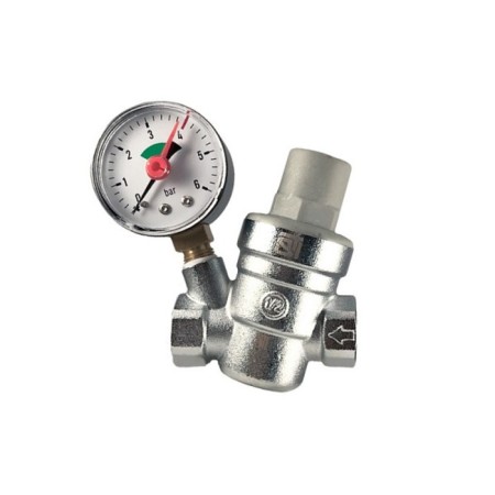 Редуктор давления STI, 1/2", с манометром, на выходе 1-6 бар, 1.9 м3/час, латунь
