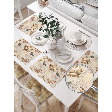 A set of napkins for setting the table “Letter from the past”, rectangular, size 32x46 cm, 4 pcs-1