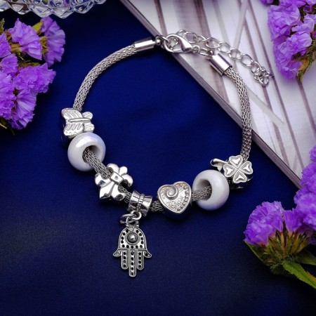 Hams's hand “Margeri” Bracelet, white color in silver, l = 19 cm-3