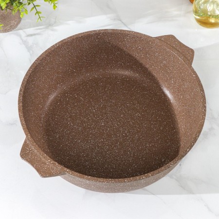 Fravity "Granite Brown", 5 l, h = 9 cm, glass cover, anti -stick coating, brown color-3