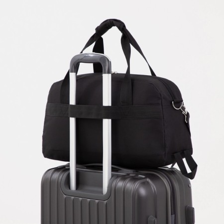 Sports bag with lightning, external pocket, suitcase holder, black color-3
