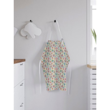 Apron kitchen with a photo print "Striped Easter Eggs", adjustable, size OS-1
