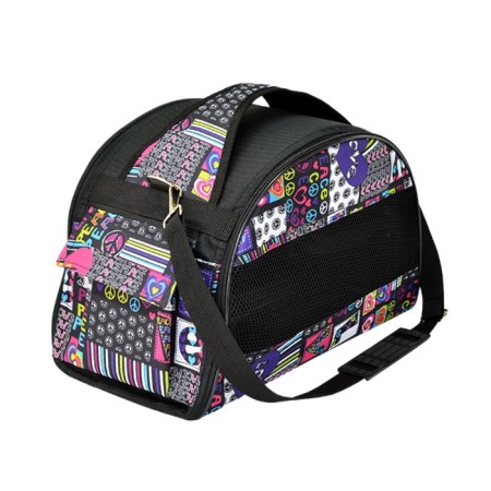 Bag-carrier zoonik Medium semicircular with pockets, 40 x 21 x 25 cm, mix of flowers-1