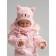 Children's knitted set for girls: hat and snood, size 48, light pink color