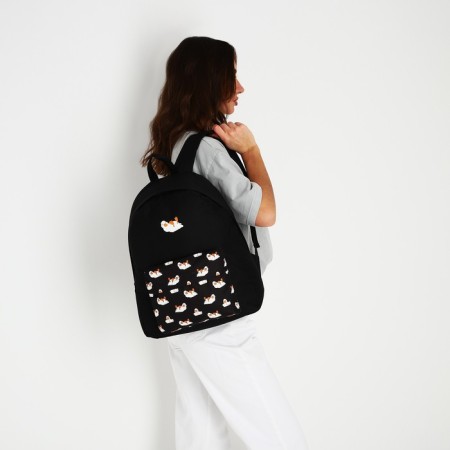 School textile "Ducks", with a pocket, black color-7