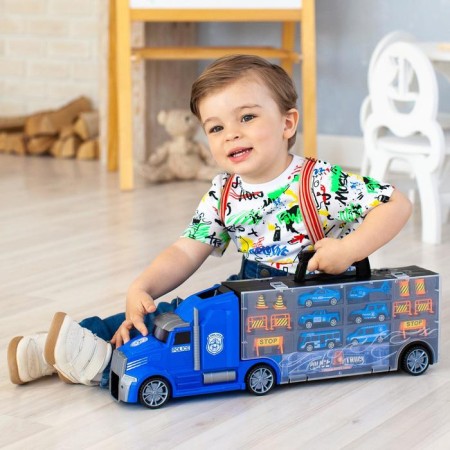 Auto -Vorot Case Givito "Police Plot", with cars, with tunnel, blue color, 54 cm