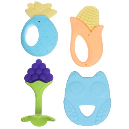 A set of silicone teeters "Blue Boxing", with a rattle, 4 pcs., In the case, crumb I-2