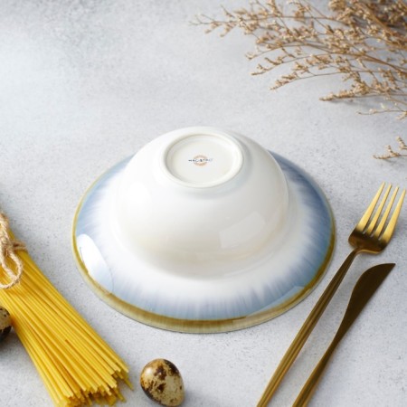 Porcelain plate for Magistro paste "Paveti", 800 ml, d = 19.5 cm, blue color-4