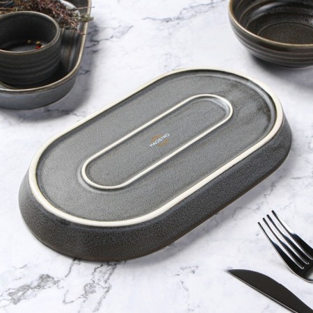 Porcelain Oval Magistro Urban, 450 ml, 24 × 13.7 × 2.7 cm, gray color-4