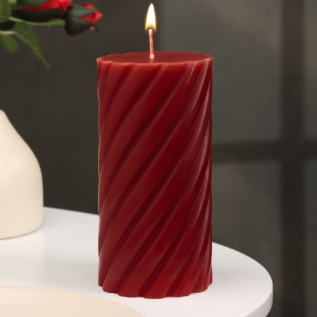 Candle-cylinder aromatic twisted "Cherry", 7.5x15 cm