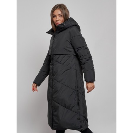 Coat insulated winter female, size 42, black color-7