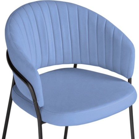 Chair on the metal frame Leo Metal/velor, black/blue 56x52x80 cm-4