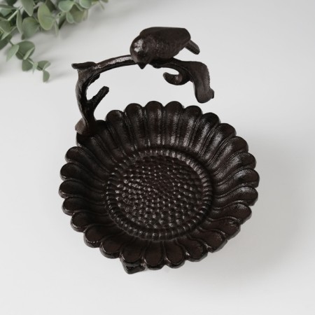 Souvenir cast iron stand "Bird on a branch above the flower" 17x15x13.5 cm-4