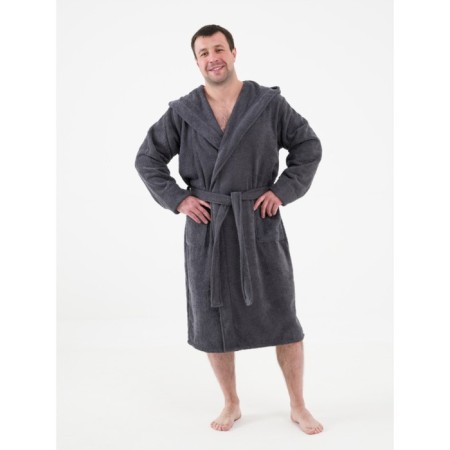 Male robe with a hood, size 44-46, color gray-2