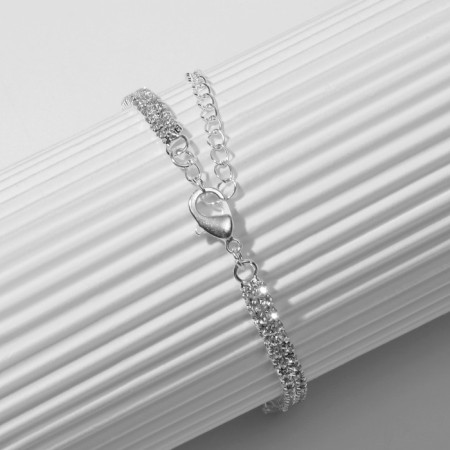 Bracelet with rhinestones "Zircon" Izk, path, white color in silver, 15cm-6