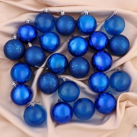 Set of balls plastic D-6 cm, 24 pcs "Dalia" blue