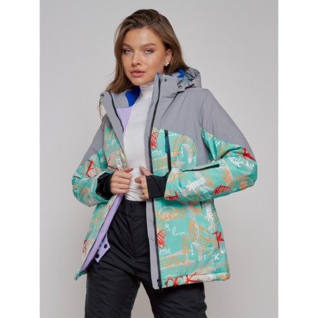 Ski jacket female winter, size 44, turquoise color-11