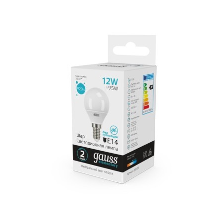 LED LED ELEMENTARY 12W ball 4100K neutr. Bel. E14 920lm Gauss 53122-2