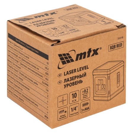 Laser level MTX XQB Red Basic Set 35018, Red, ± 0.2 mm/m, 1/4 ", range 10 m-3