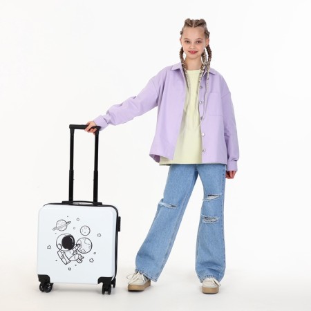 Small suitcase 20 "On a zipper, code castle, 4 wheels, white color-8