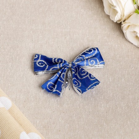 Festive bow "graceful", blue, 8 x 7 cm