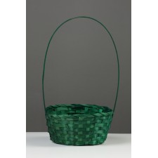 Wicker basket 20 x 20 x 9 cm, handle h = 25 cm, green