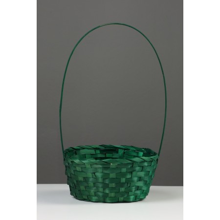 Wicker basket 20 x 20 x 9 cm, handle h = 25 cm, green
