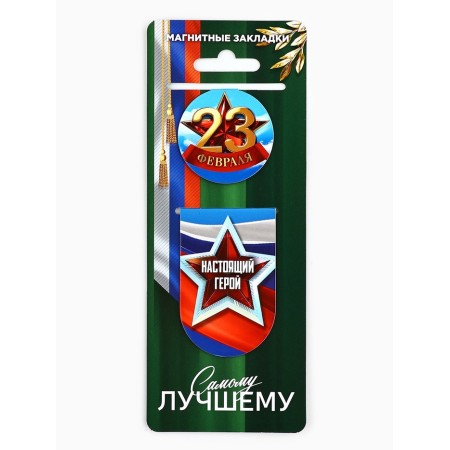 Magnetic bookmarks for books, 2 pcs. "February 23"