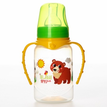 A bottle of feeding "Forest Friends", classic throat, 150 ml., 0 months, cylinder, with handles-1