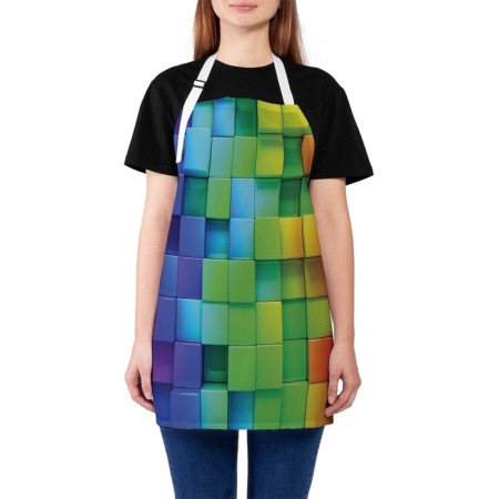 Apron kitchen with a photo print "Rainbow blocks", adjustable, size OS