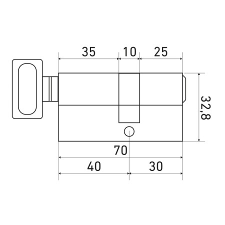 Cylinder mechanism standard MAX, 70 mm (30x40V), 5 keys, key/turntable, matte nickel 1066395-2