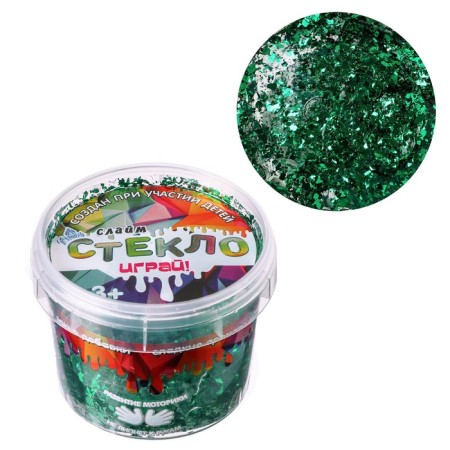 Slime "Glass" with green sparkles of mica