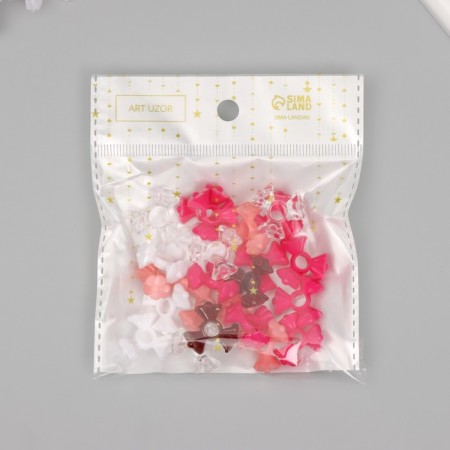 Beads for creativity plastic "Three flowers" Warm mix set 20 g 1.9x1.9x0.9 cm-3