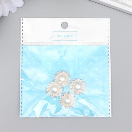 Decor for creativity Metal "Pearl in lace" set of 4 pcs 1.8x1.8x0.5 cm-4