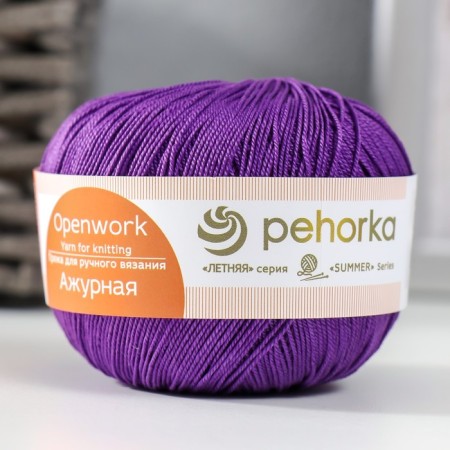 Yarn "openwork" 100% mercerized cotton 280m/50g (78-violet)