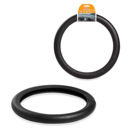 Braid on the steering wheel, smooth skin, black, 37-39 cm-1