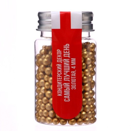 Confectionery decor "The best day", 4 mm, gold, 50 g-1