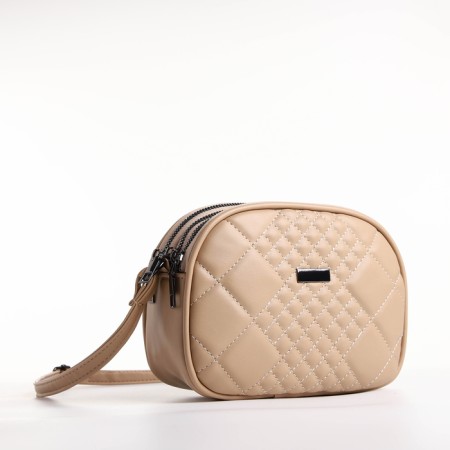 Bag Women's Cross-Bodi with a zipper, beige color-2