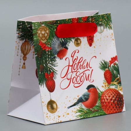 Laminated square “Bright paints”, 14 x 14 x 9 cm, New Year-1