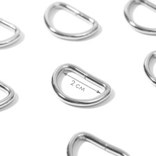 Half rings for bags, d = 20 mm, thickness - 3 mm, 10 pcs, silver color