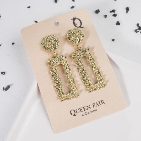 Earrings Metal "Caribbean" rectangular, color gold-2
