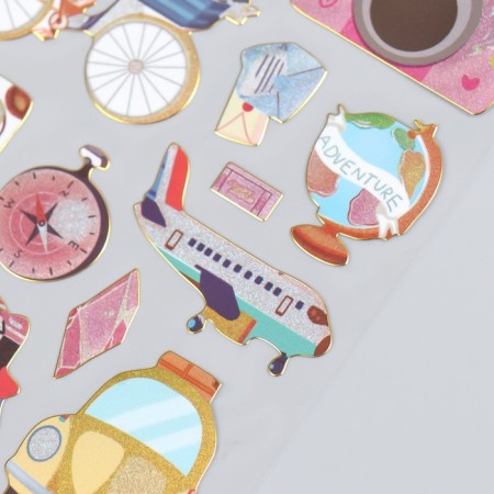 Plastic sticker with sparkles "Travel" 10x22.5 cm-2
