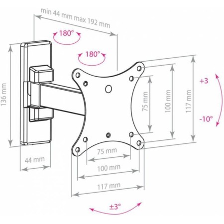 Arm Media Mars-1, up to 20 kg, 10-32 ", wall-mounted, turn and slope, black-1