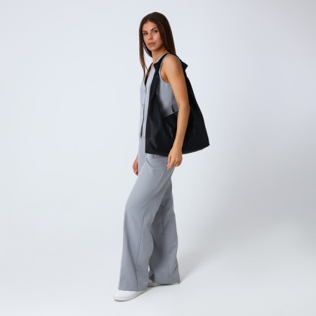 Shopper bag, outer pocket, black color-7