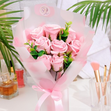 A premium bouquet of pink soap roses, 11 pcs-4