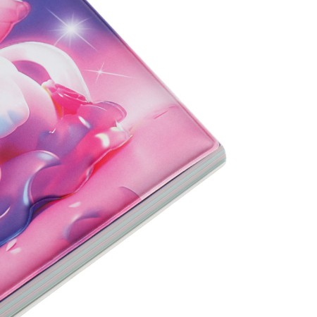 Notebook Gift Book on the comb 80l, line, color block, PVC Cat cover 3D (17.6x13.5cm) 105-6