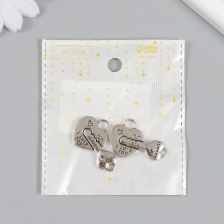 Magnetic metal lock "Key and lock" silver 2.3x3.4x0.5 cm-3