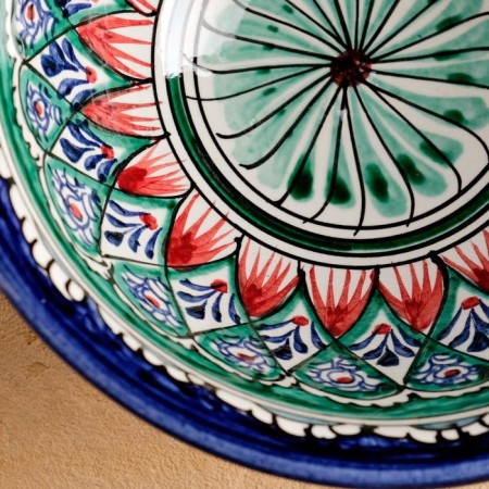 Rishtan ceramics "Patterns", 18 cm, large, blue-6